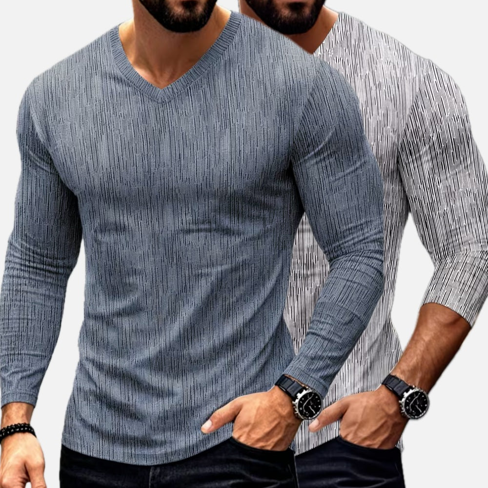 Elias Monroe V-Neck T-Shirt - Blue - view 2