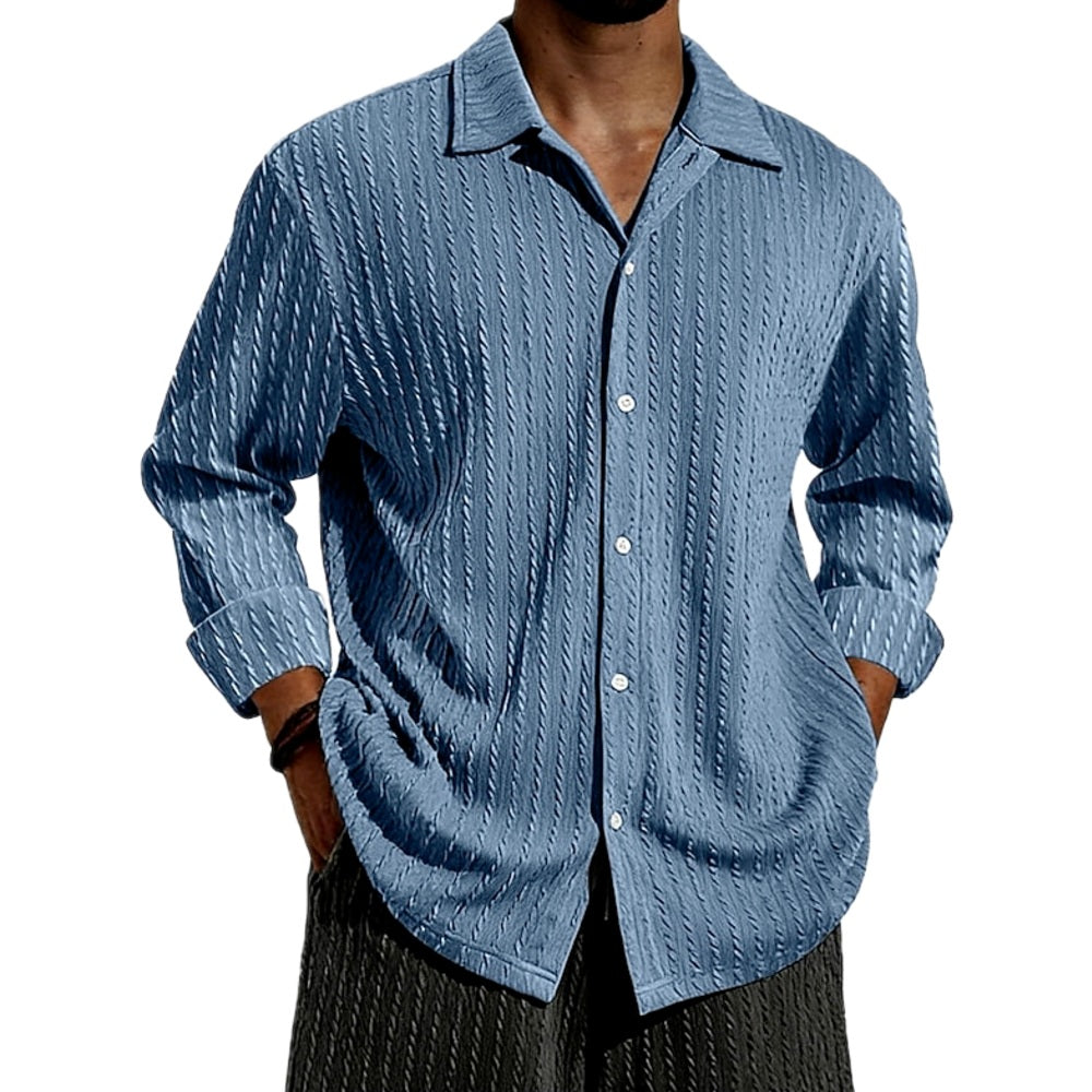 Elias Moss Textured Shirt - Blue - view 1