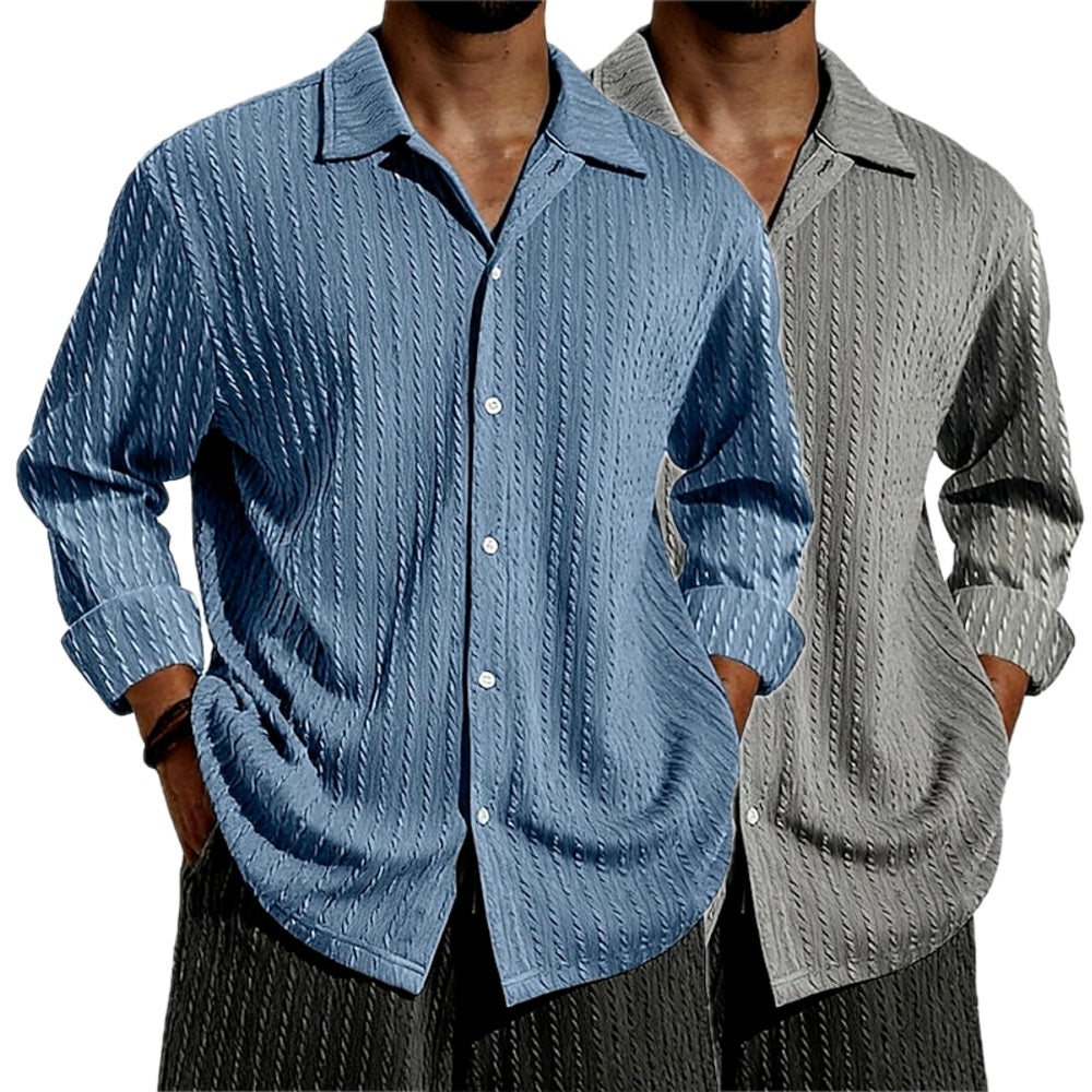 Elias Moss Textured Shirt - Blue - view 2
