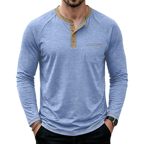 Elliot Hayes Color-Block Henley - Blue - view 1