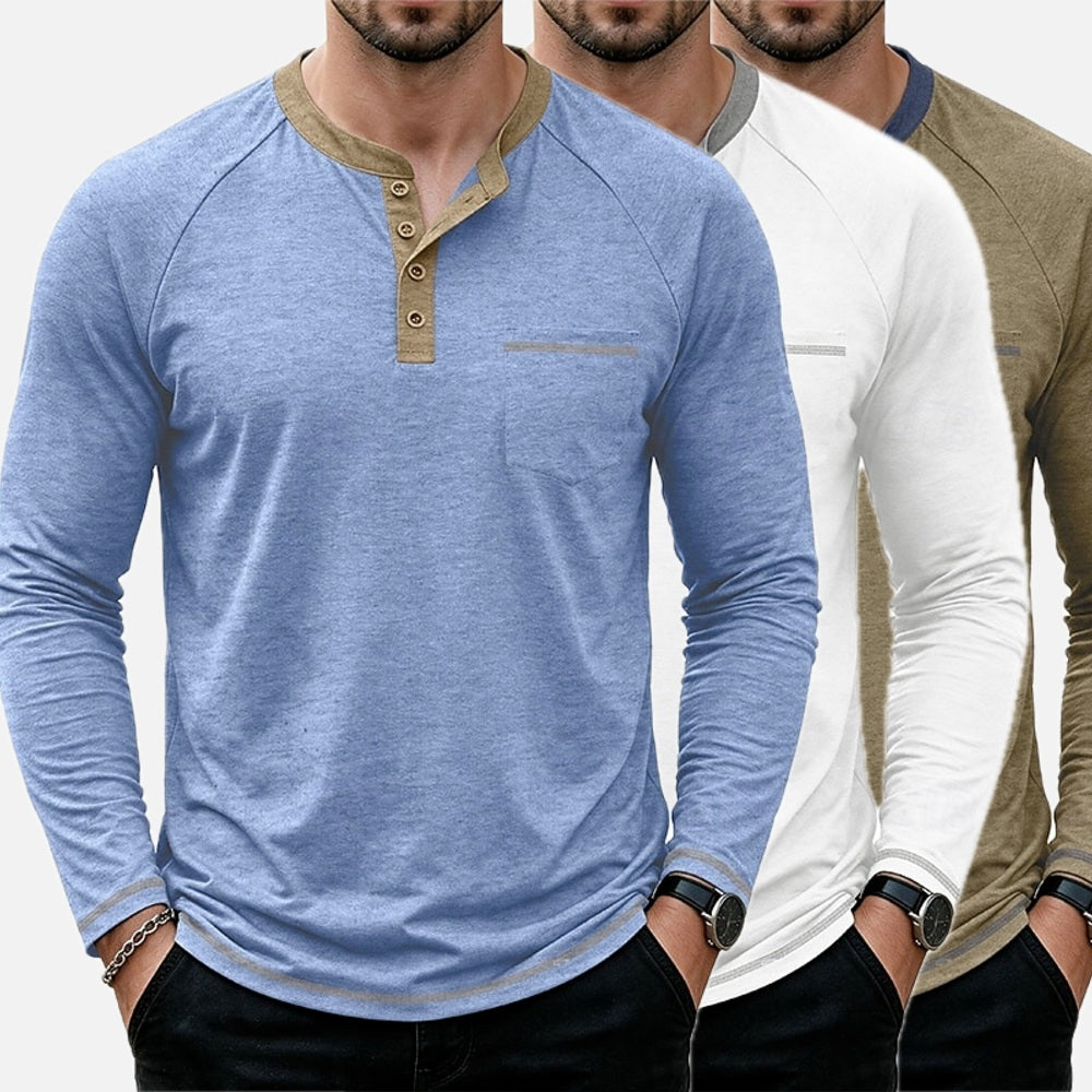 Elliot Hayes Color-Block Henley - Blue - view 2