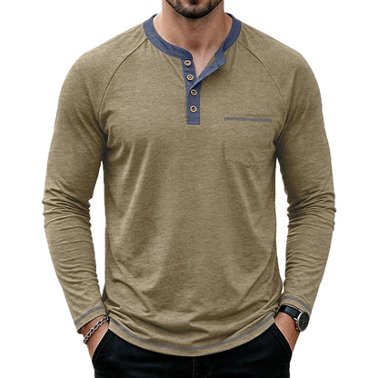Elliot Hayes Color-Block Henley - Khaki - view 1