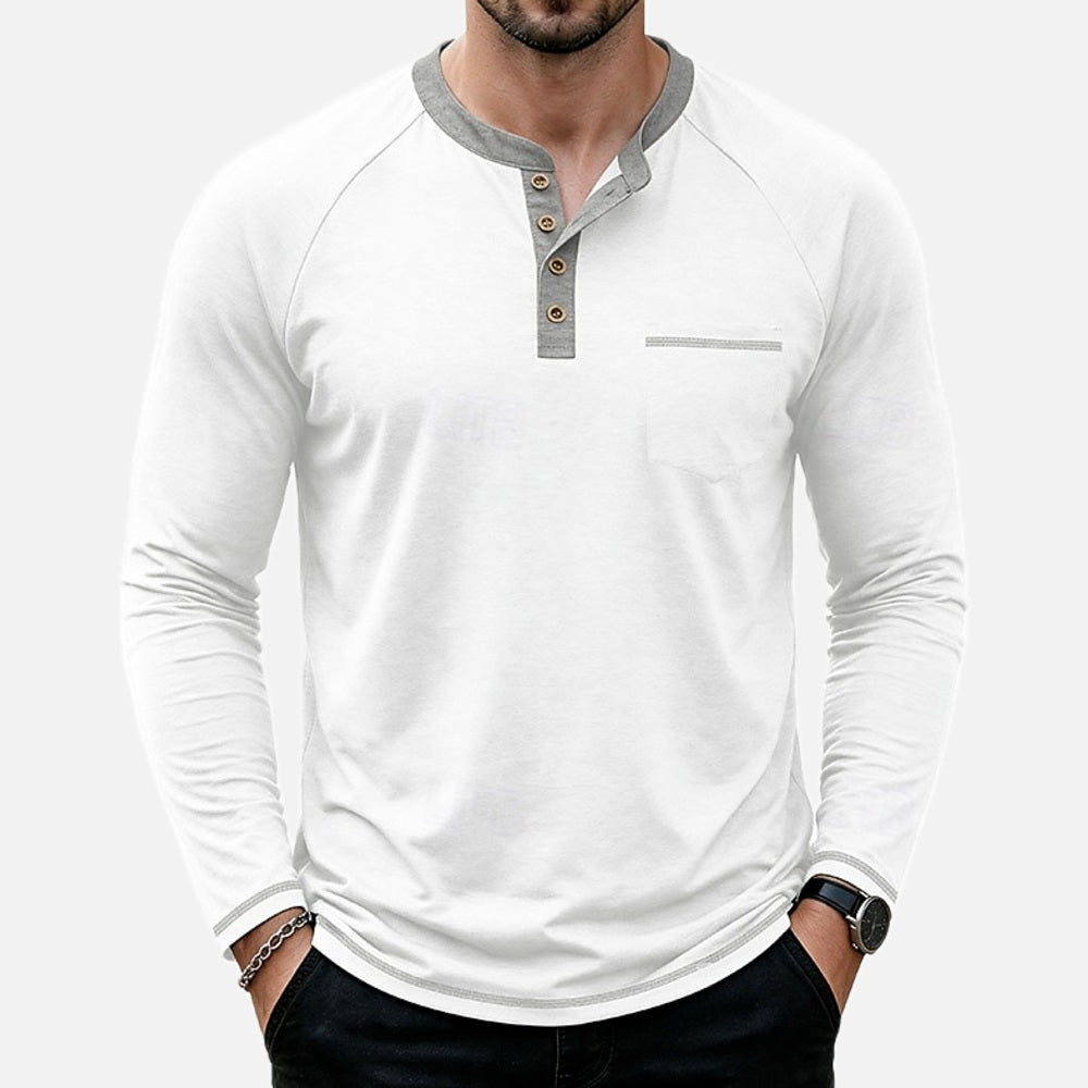Elliot Hayes Color-Block Henley - White - view 1
