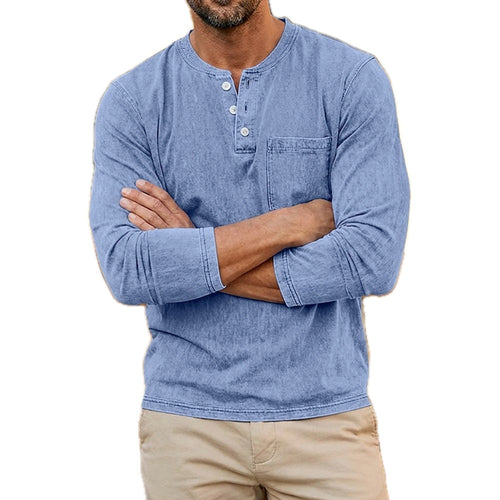 Emmett Hayes Acid-Wash Henley - Blue - view 1