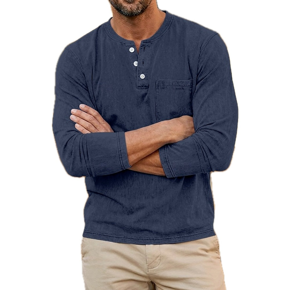 Emmett Hayes Acid-Wash Henley - Navy - view 1