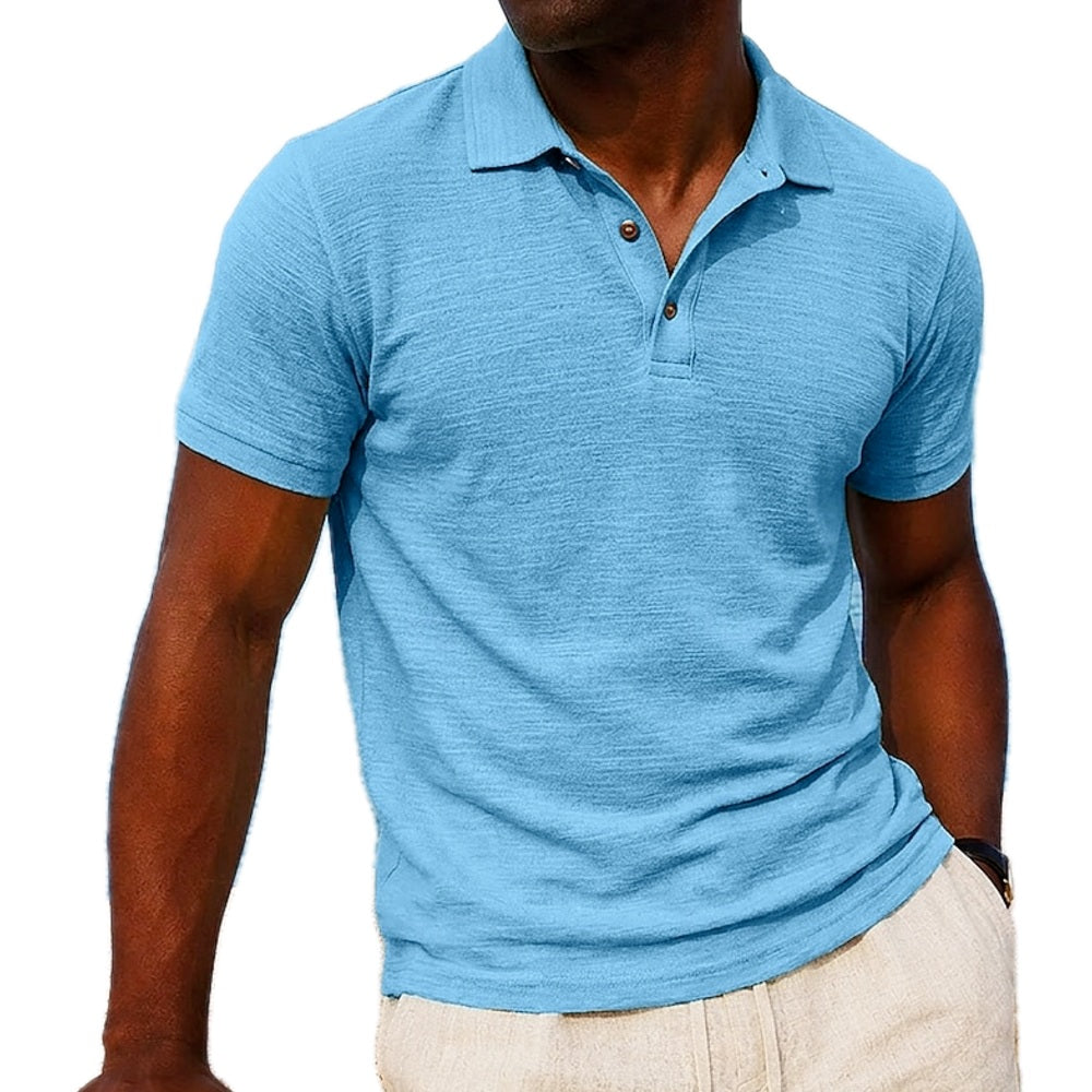 Emmett Vance Textured Polo - Lake Blue - view 1