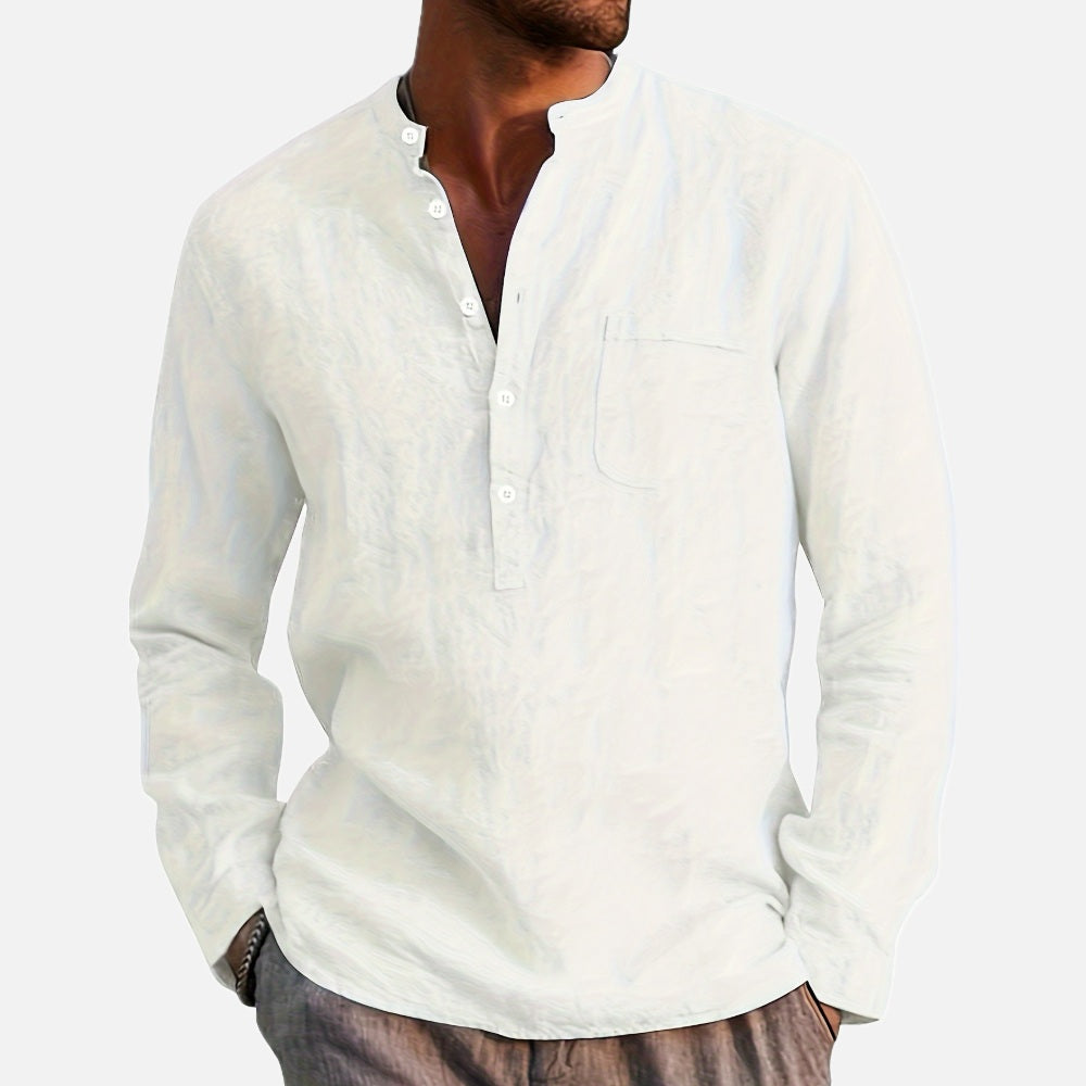 Evan Pierce Stand-Collar Shirt - White - view 1