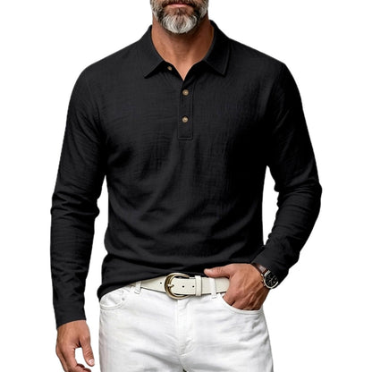 Everett Shaw Long-Sleeve Polo - Black - view 1