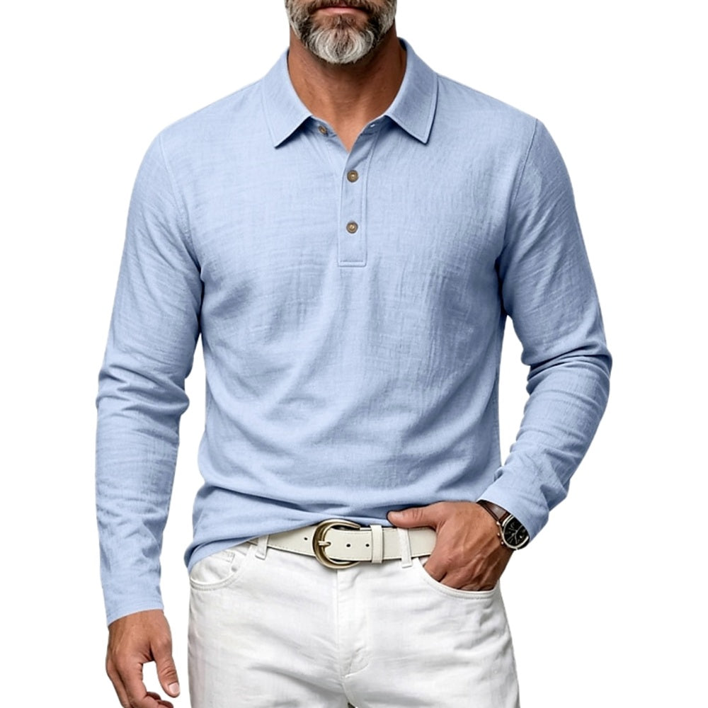Everett Shaw Long-Sleeve Polo - Blue - view 1