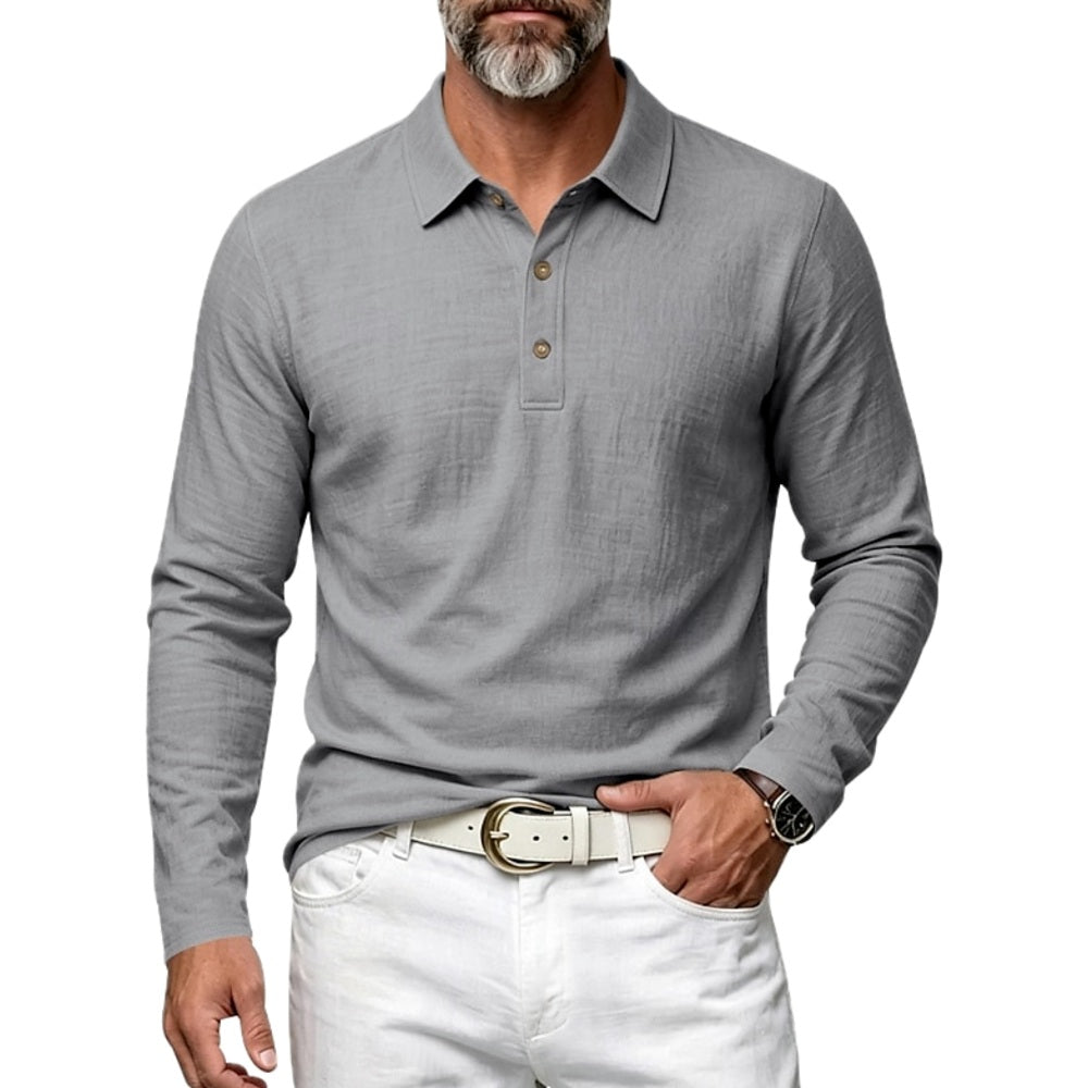 Everett Shaw Long-Sleeve Polo - Grey - view 1