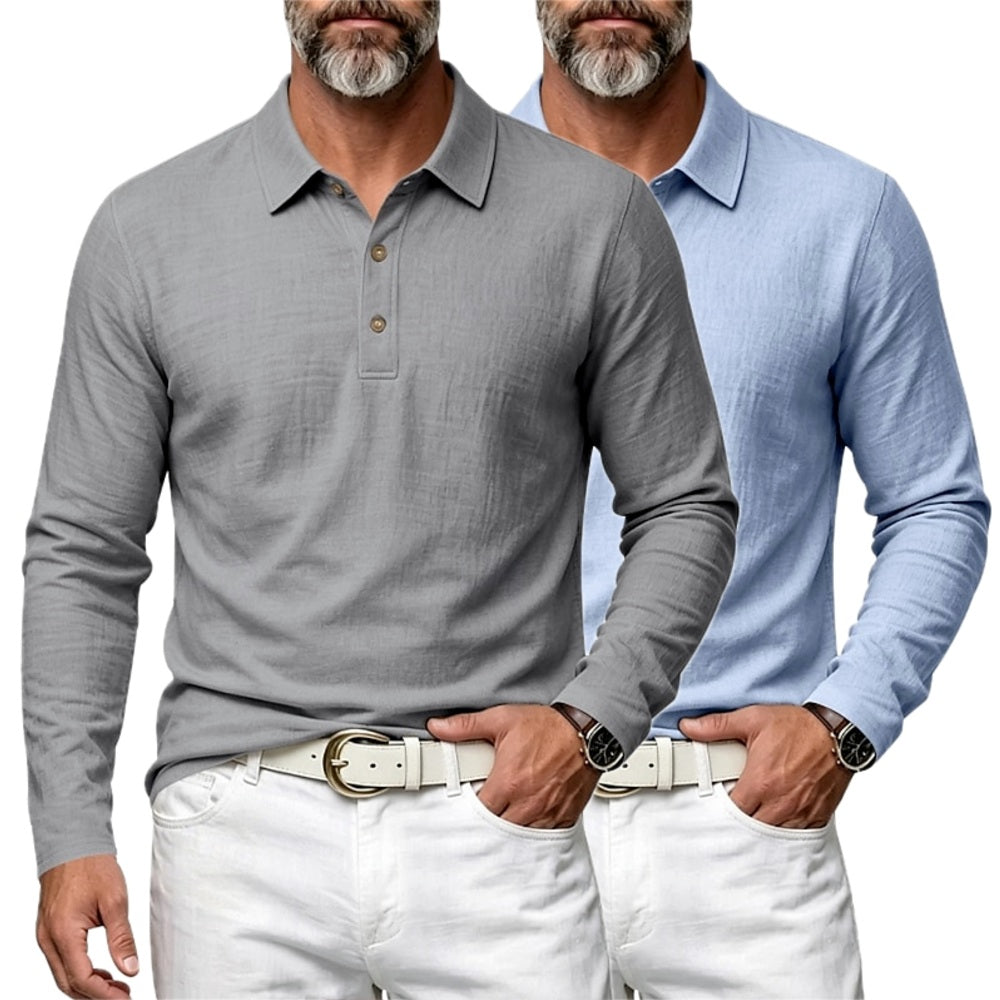 Everett Shaw Long-Sleeve Polo - Grey - view 2