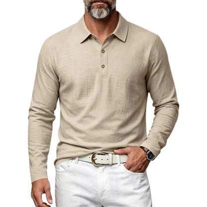 Everett Shaw Long-Sleeve Polo - Khaki - view 1
