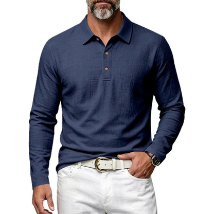 Everett Shaw Long-Sleeve Polo - Navy - view 1