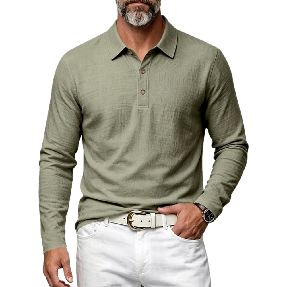 Everett Shaw Long-Sleeve Polo - Olive - view 1