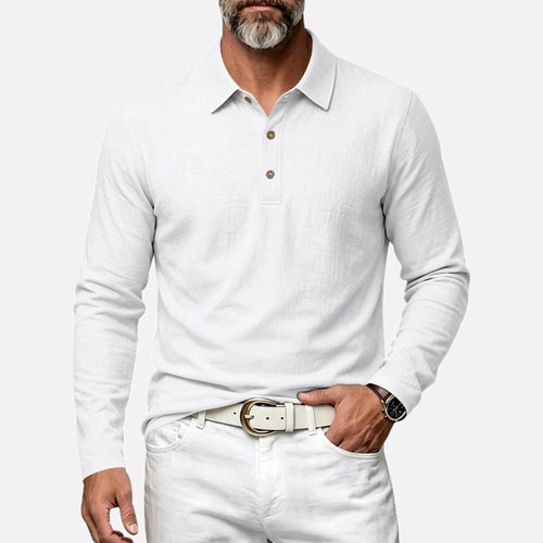 Everett Shaw Long-Sleeve Polo - White - view 1