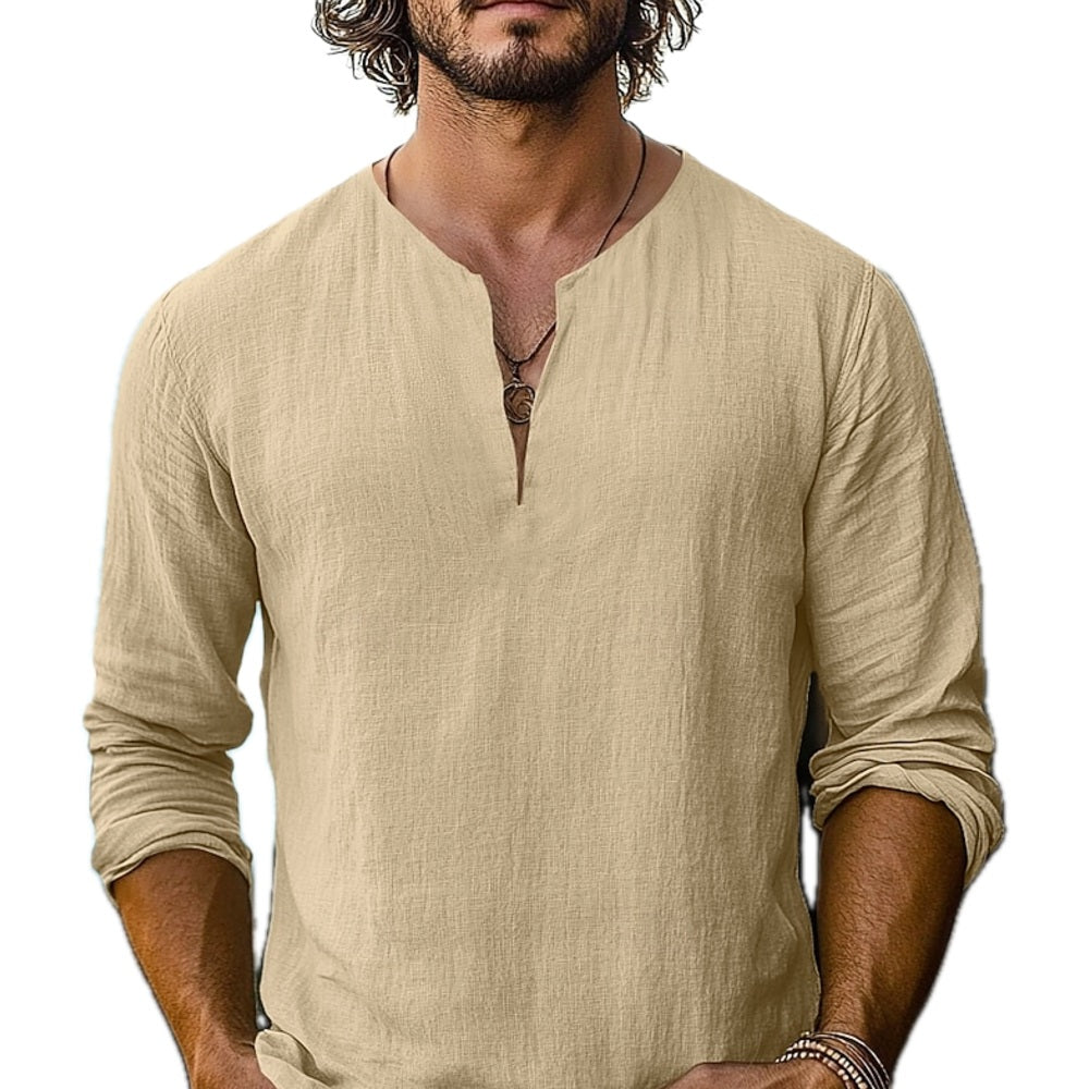 Everett Shaw V-Neck Shirt - Khaki - view 1