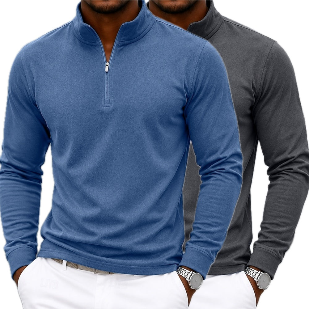 Felix Nolan Quarter-Zip Polo - Blue - view 2