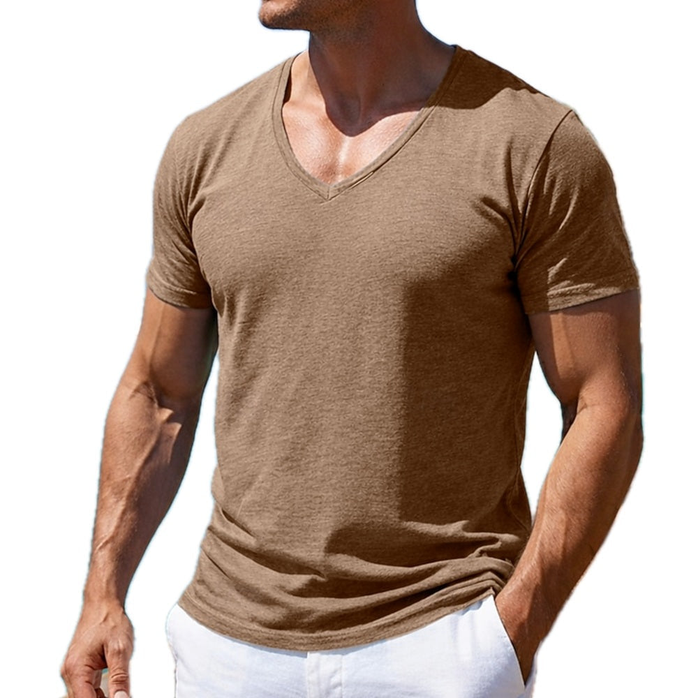 Felix Quinn V-Neck Tee - Brown - view 1
