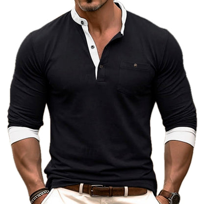 Flynn Mercer Patchwork Henley - Black - view 1