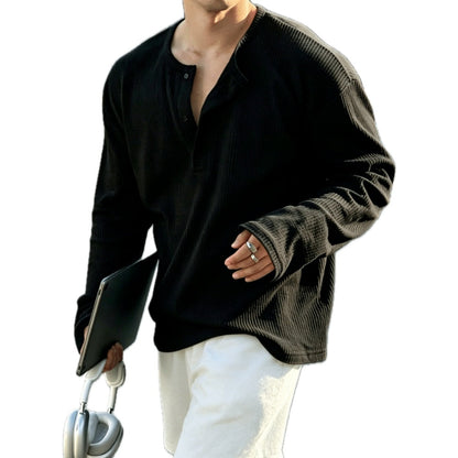 Gareth Emil Henley Shirt - Black - view 1