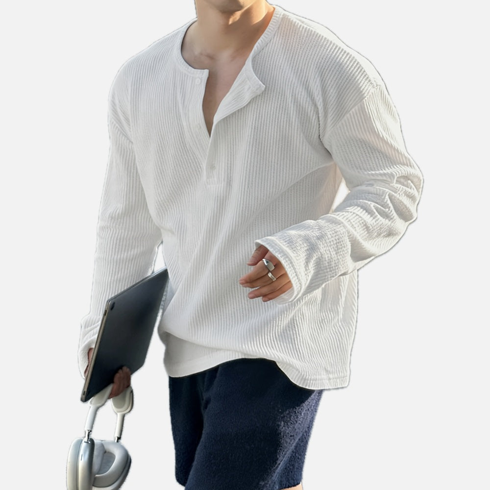 Gareth Emil Henley Shirt - White - view 1