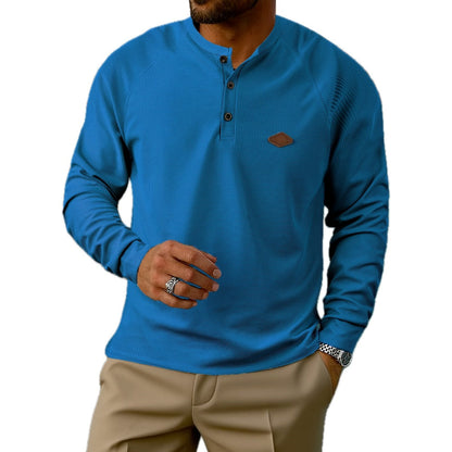 Gavin Brooks Waffle Henley - Blue - view 1