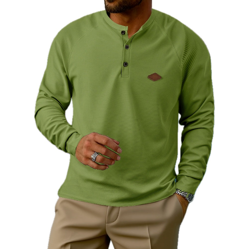 Gavin Brooks Waffle Henley - Green - view 1