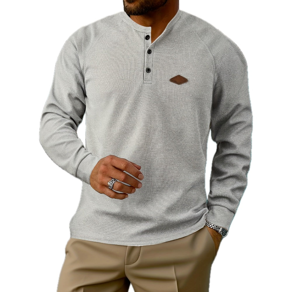 Gavin Brooks Waffle Henley - Grey - view 1