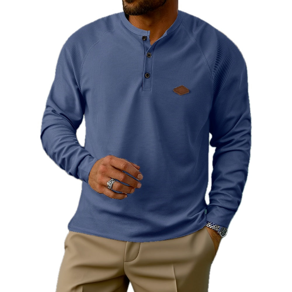 Gavin Brooks Waffle Henley - Navy - view 1