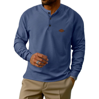 Gavin Brooks Waffle Henley - Navy - view 1