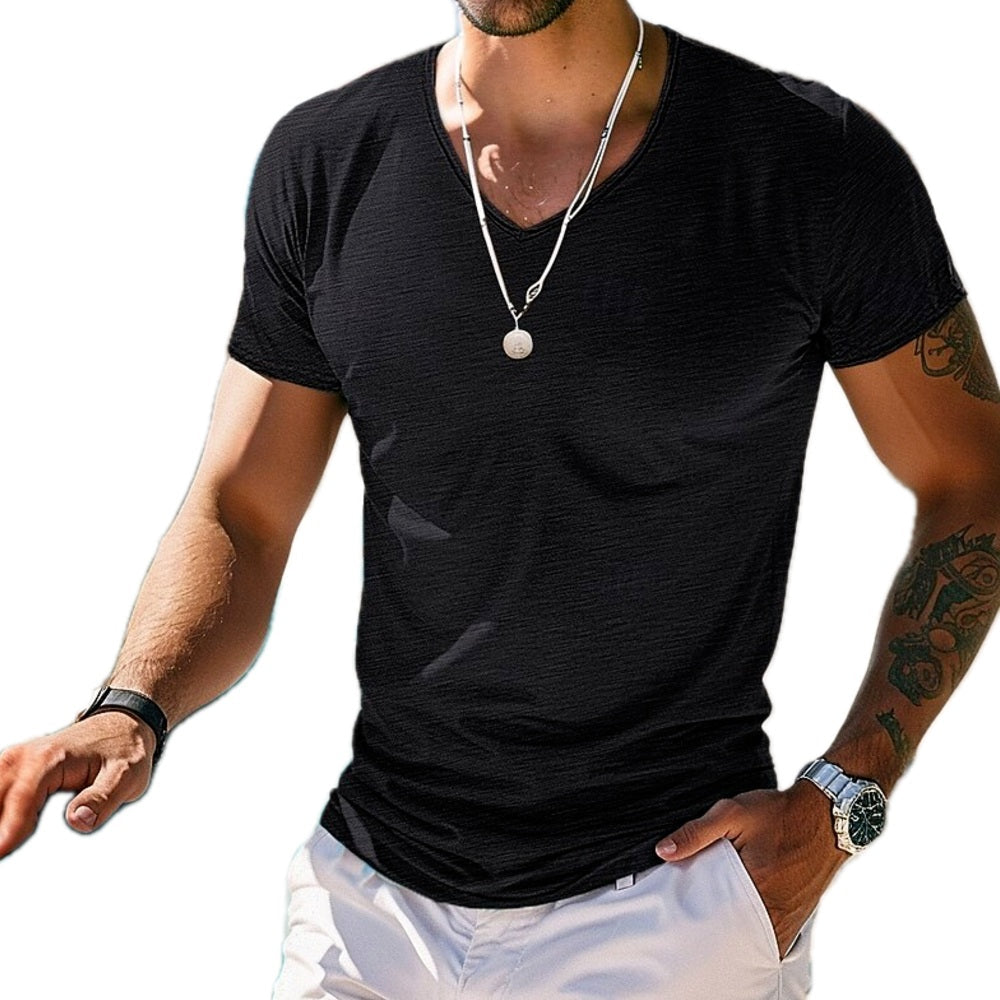 Gavin Moss V-Neck Tee - Black - view 1