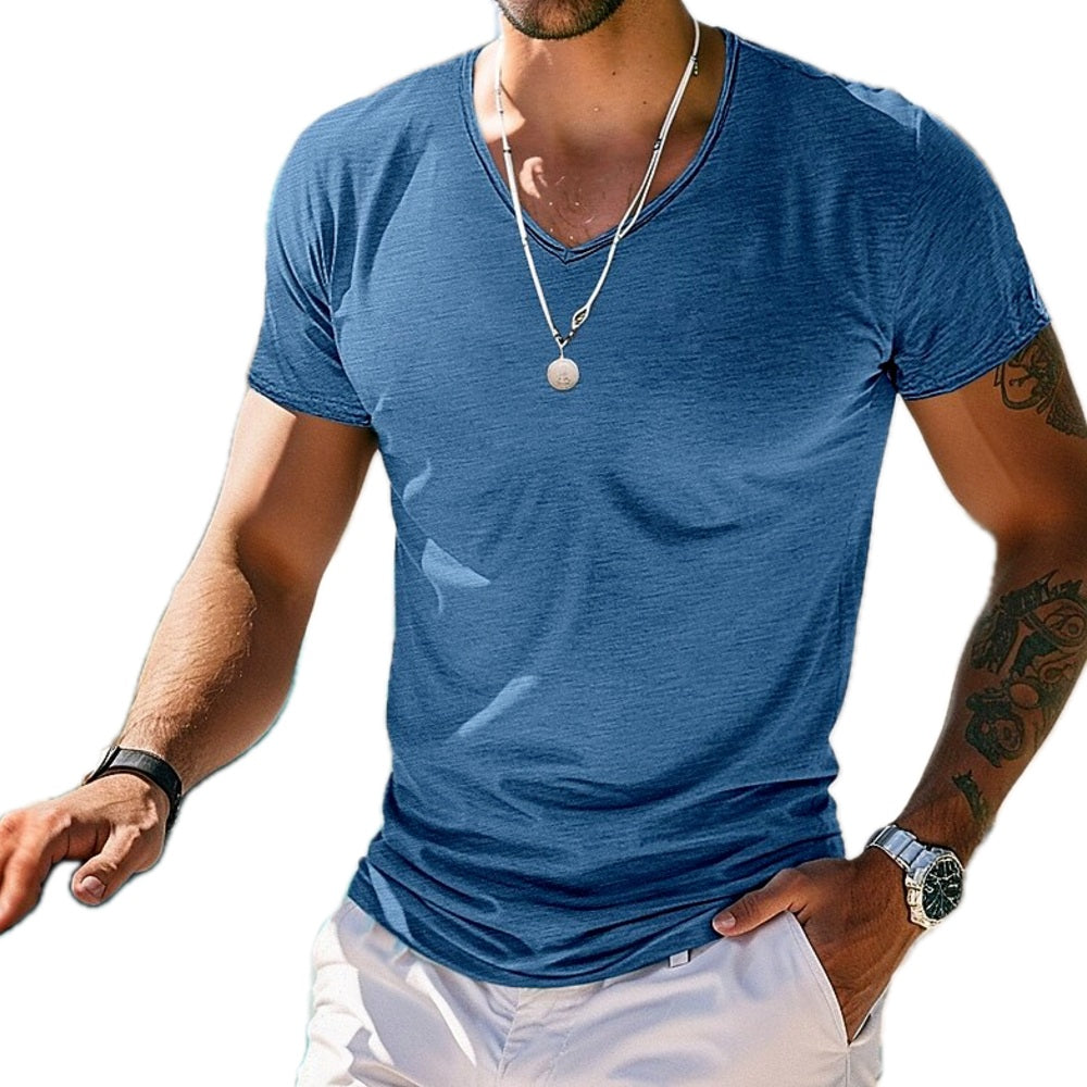 Gavin Moss V-Neck Tee - Blue - view 1