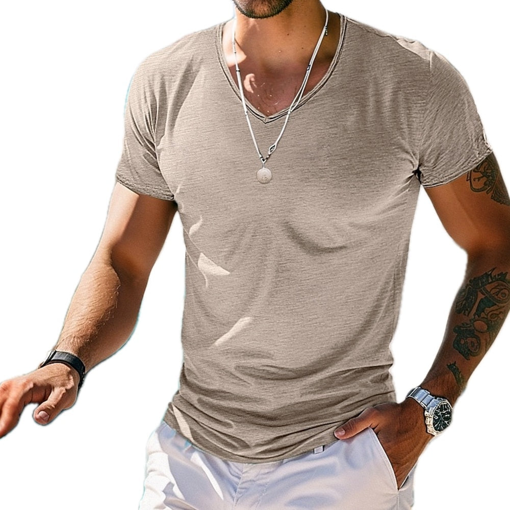 Gavin Moss V-Neck Tee - Grey - view 1