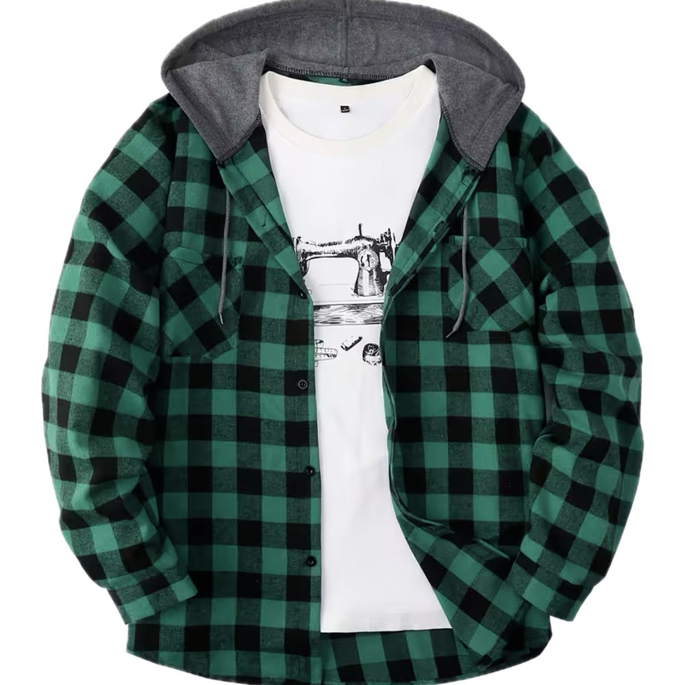 Gideon Blake Hooded Shirt - Dark Green - view 1