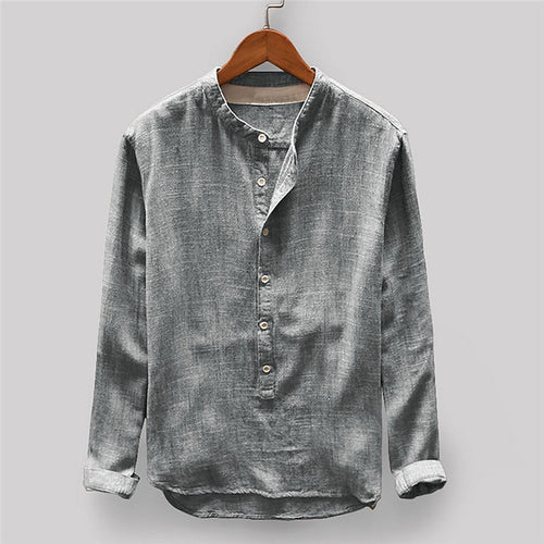 Holden Blake Grandad-Collar Shirt - Grey - view 1