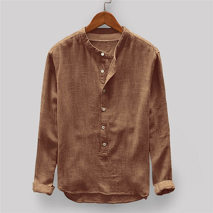 Holden Blake Grandad-Collar Shirt - Khaki - view 1