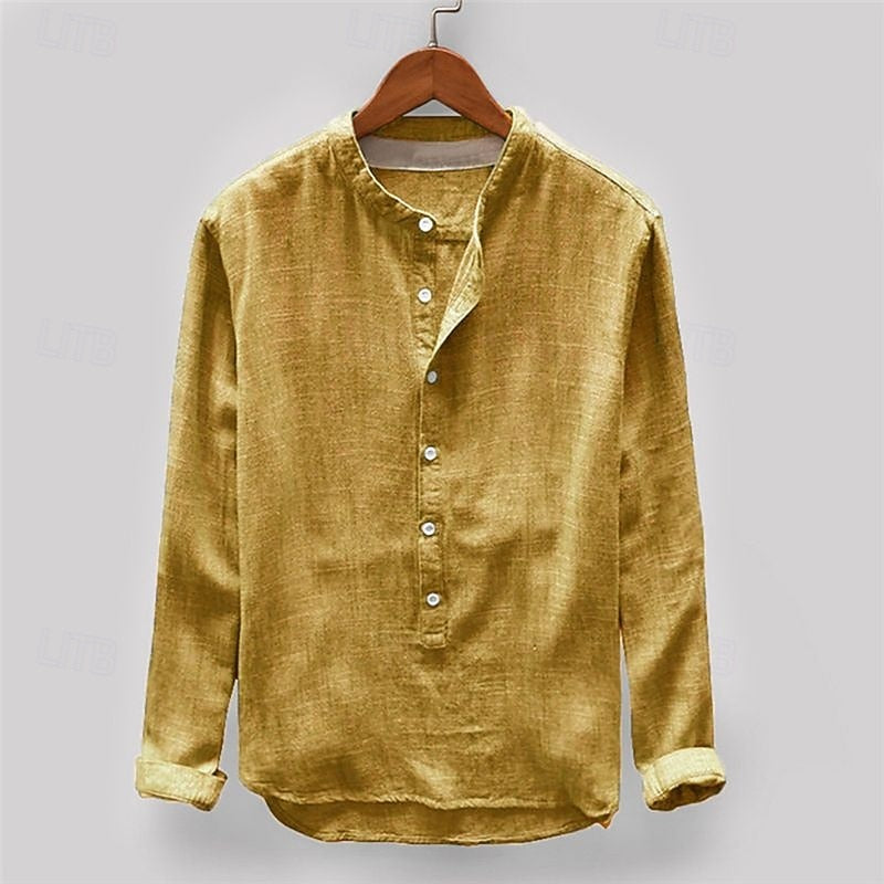 Holden Blake Grandad-Collar Shirt - Yellow - view 1