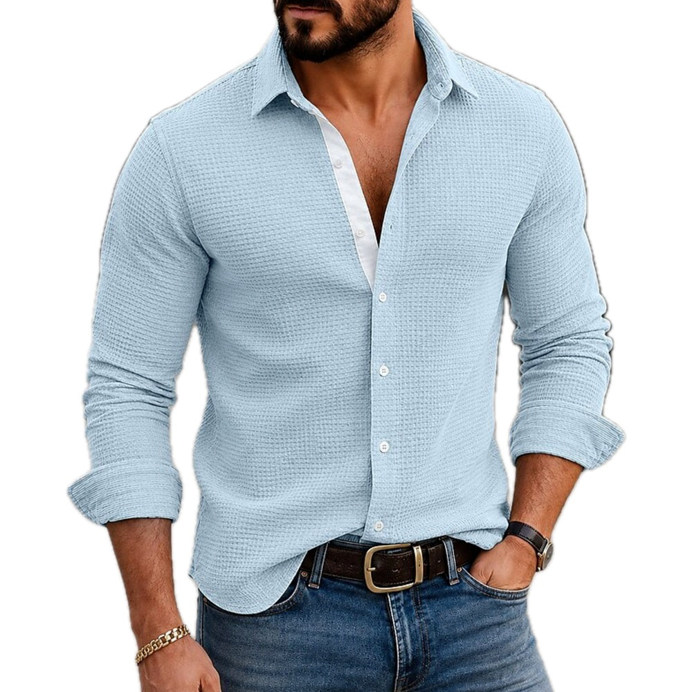 Holden Blake Waffle Shirt - Blue - view 1