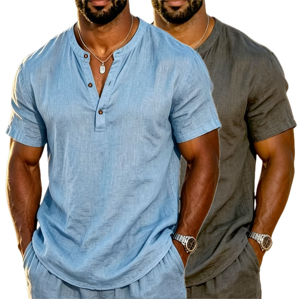 Hollis Grant Henley Shirt - Blue - view 2