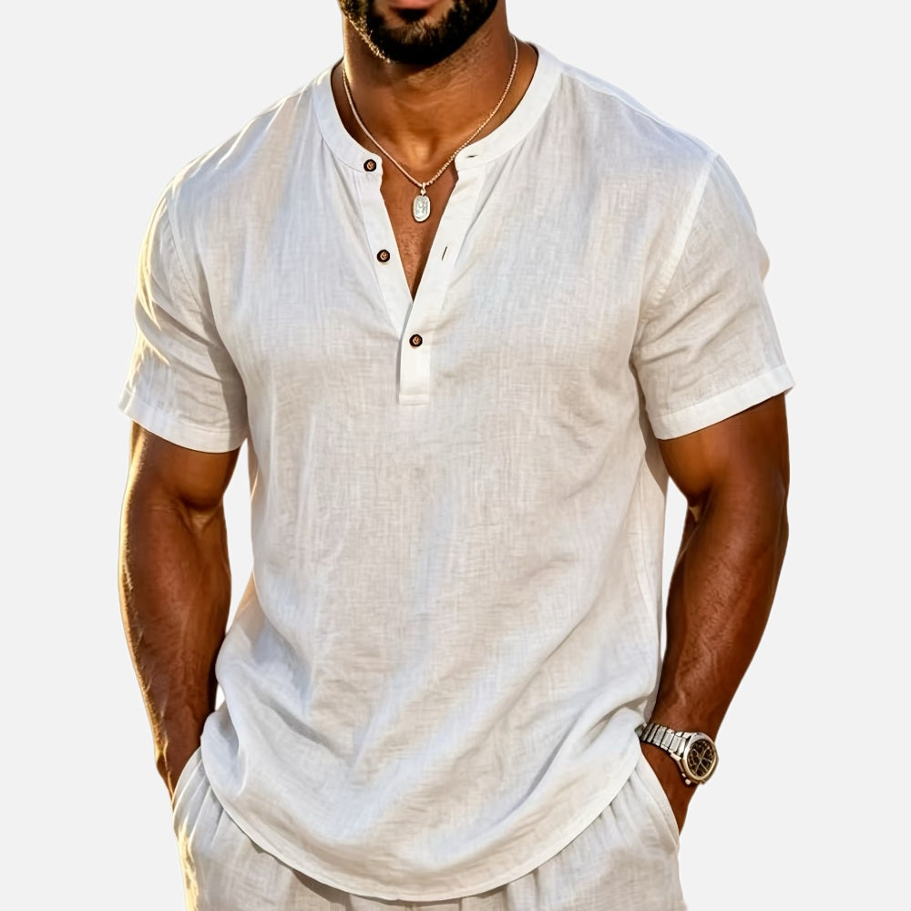 Hollis Grant Henley Shirt - White - view 1