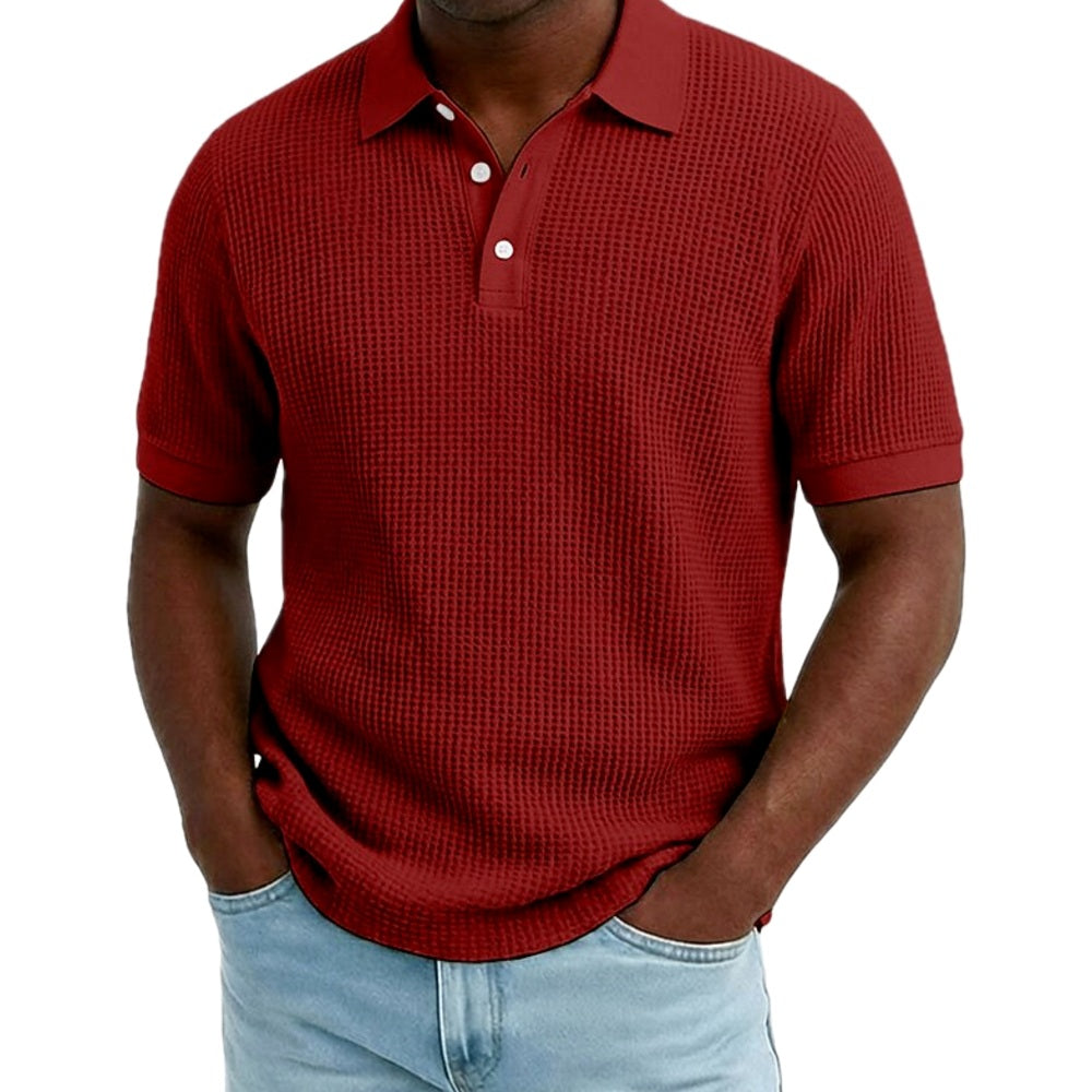 Ian Rowan Waffle Polo - Burgundy - view 1