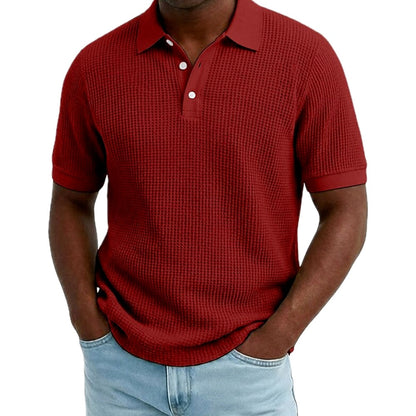 Ian Rowan Waffle Polo - Burgundy - view 1
