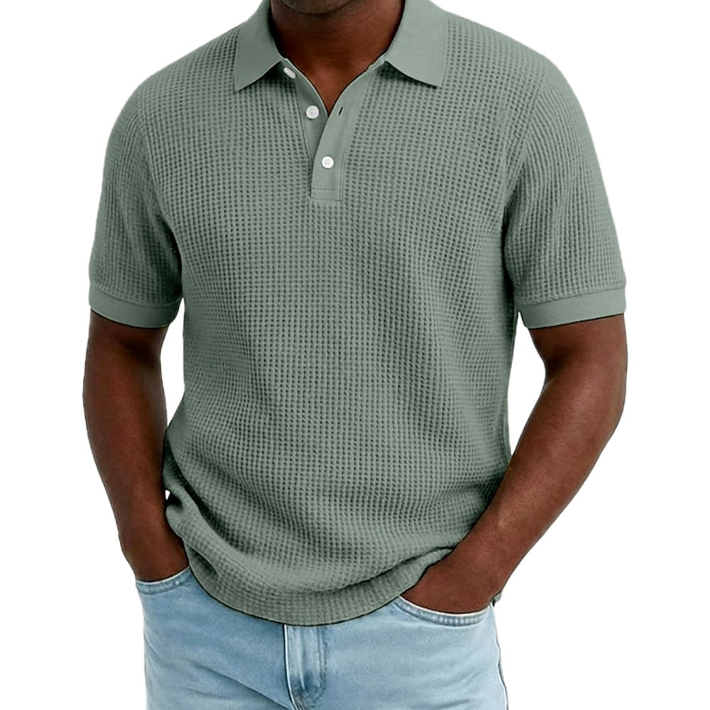 Ian Rowan Waffle Polo - Green - view 1