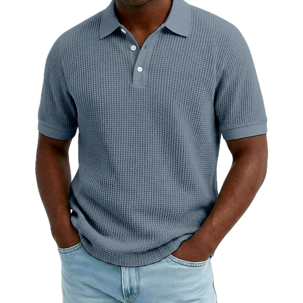 Ian Rowan Waffle Polo - Grey - view 1