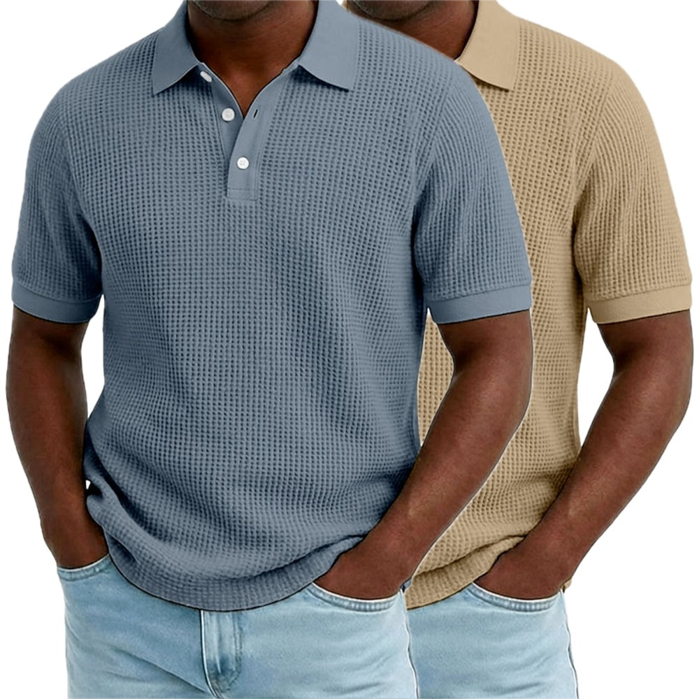 Ian Rowan Waffle Polo - Grey - view 2