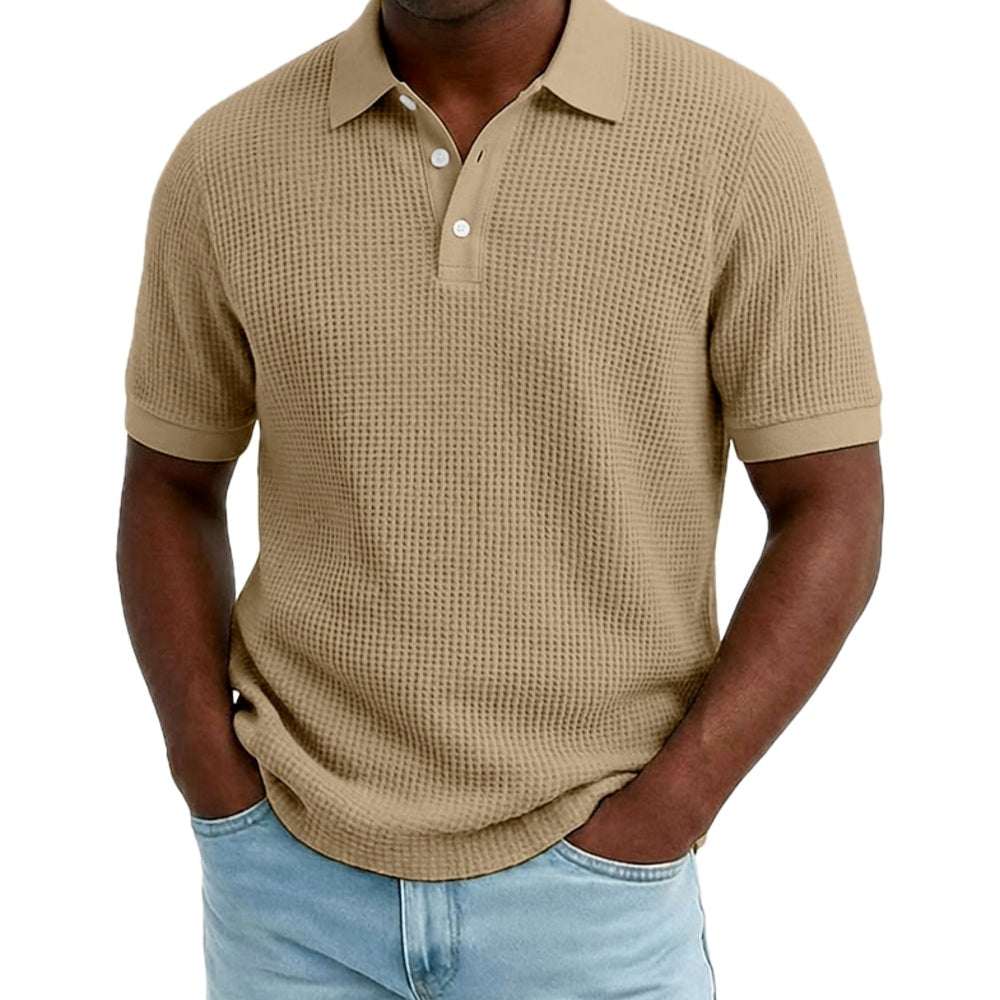 Ian Rowan Waffle Polo - Khaki - view 1