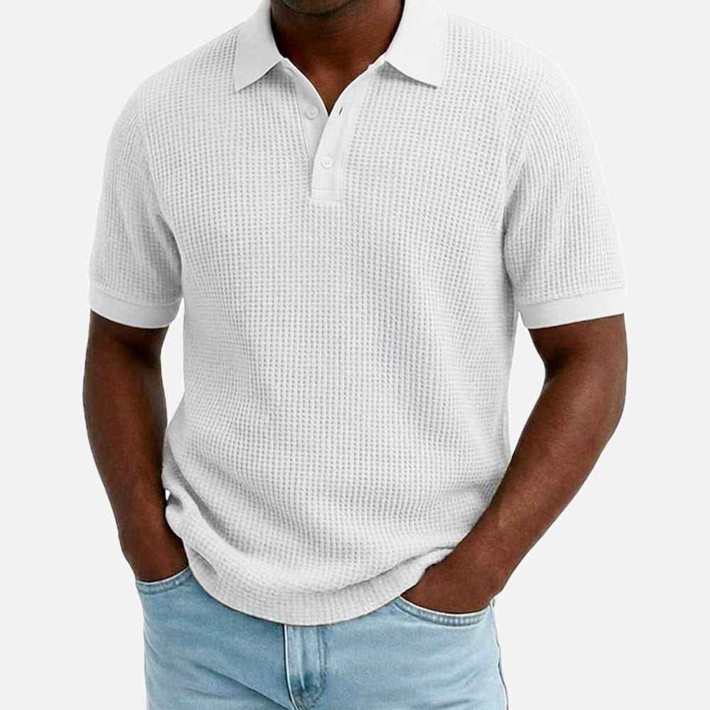 Ian Rowan Waffle Polo - White - view 1