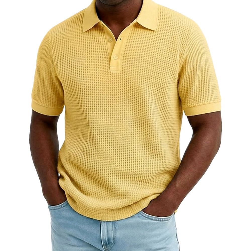 Ian Rowan Waffle Polo - Yellow - view 1