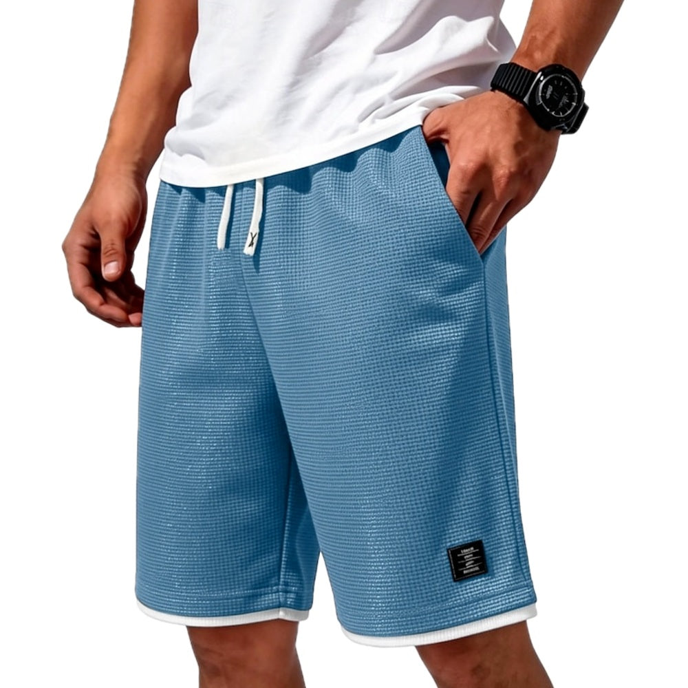 Ira Quinn Waffle Shorts - Blue - view 1