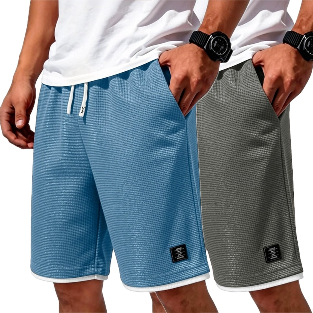 Ira Quinn Waffle Shorts - Blue - view 2